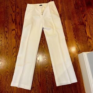 Jcrew mid rise white linen pants
